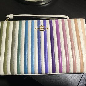 Coach Quilted Wristlet Pouch Rainbow 92283